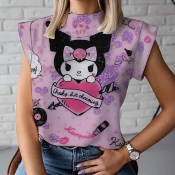 2023 новая мода Hello Kitty, свободная европейская и американская уличная мода, повседневная женская футболка с принтом, популярная куртка