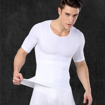 Бренд 2019, мужская повседневная быстросохнущая рубашка, корректирующие Повседневные мужские футболки для фитнеса, облегающее нижнее белье, Топы, футболка с коротким рукавом