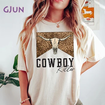 Футболка Cowboy Killer в винтажном стиле, Летние футболки с графическим рисунком, хлопковая футболка с коротким рукавом, женская одежда