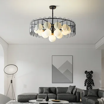 Современные бело-серые стеклянные подвесные светильники, медная лампа круглой формы G9 для гостиной, столовой, спальни, латунный подвесной светильник